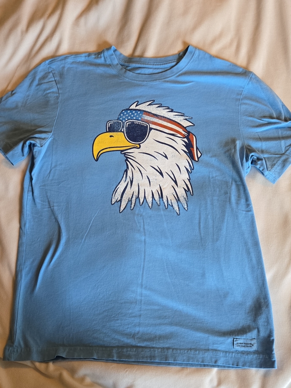 Life Is Good Light Blue Eagle Graphic Short Sleeve Tee